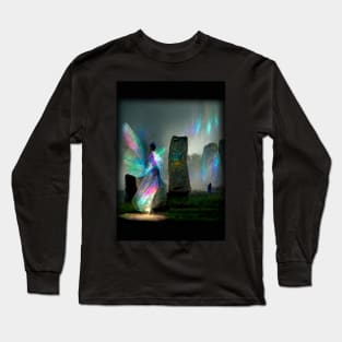 Iridescent energy fairy amongst ancient standing stones 1 Long Sleeve T-Shirt